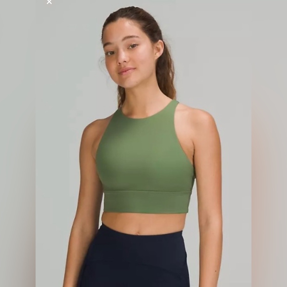 Lululemon energy bra high neck green twill